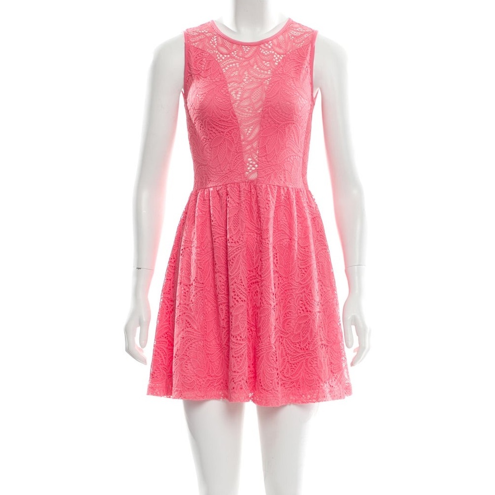 For Love and Lemons Pink Lace Mini Dress XS